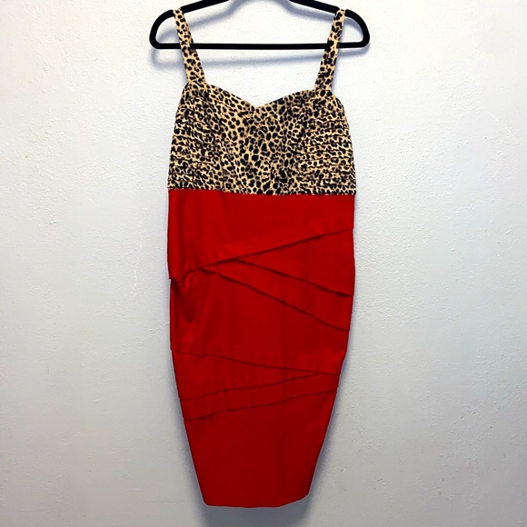 torrid Plus Size 14 Red Animal Print Sleeveless Cocktail Dress 3212 - Picture 3 of 11
